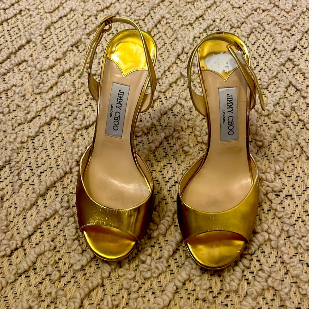 Jimmy Choo high heeled platform stiletto sandal